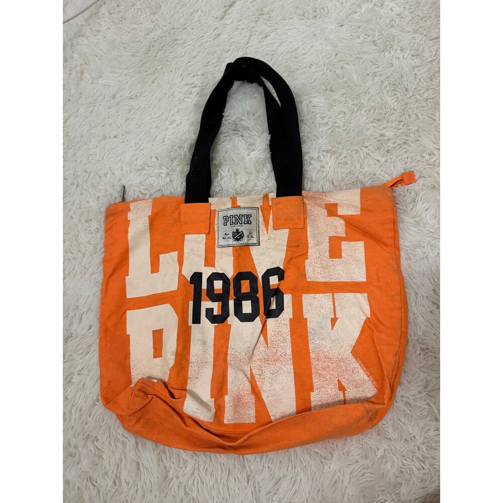Victoria's Secret Love Pink 1986 Canvas Tote Bag Orange